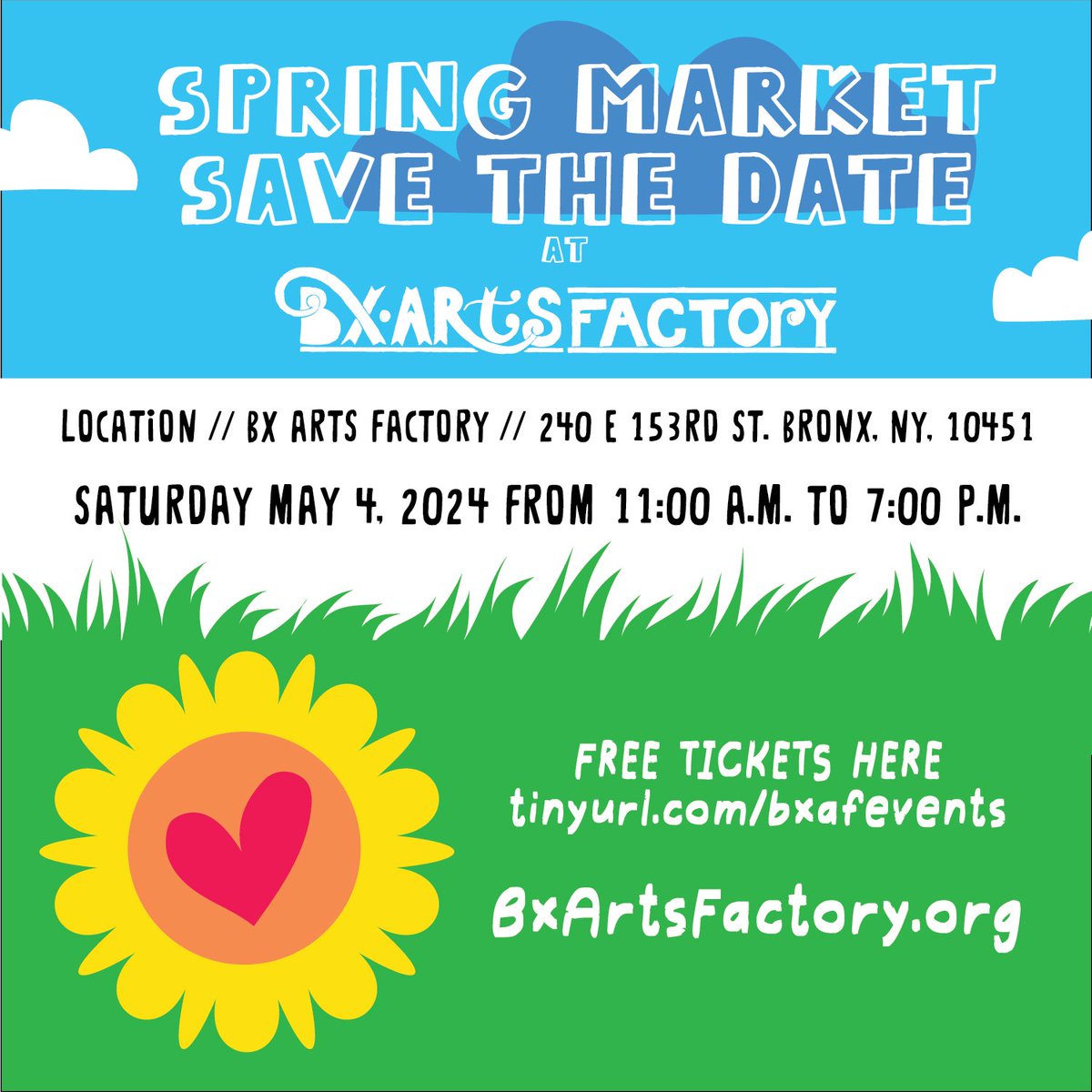 Welcome to the Spring Artist Market! Join us in person at BxArts Factory for a day filled with creativity and inspiration. Discover unique artworks and handmade crafts from talented local artists. Whether you're looking for a new piece to decorate your home or searching for a