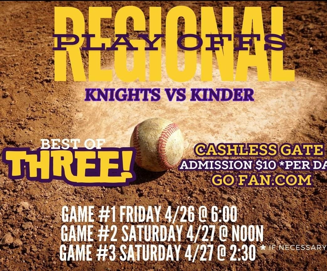 Come out and support your Golden Knights at home in a best of 3 Playoff Series vs Kinder #WTD