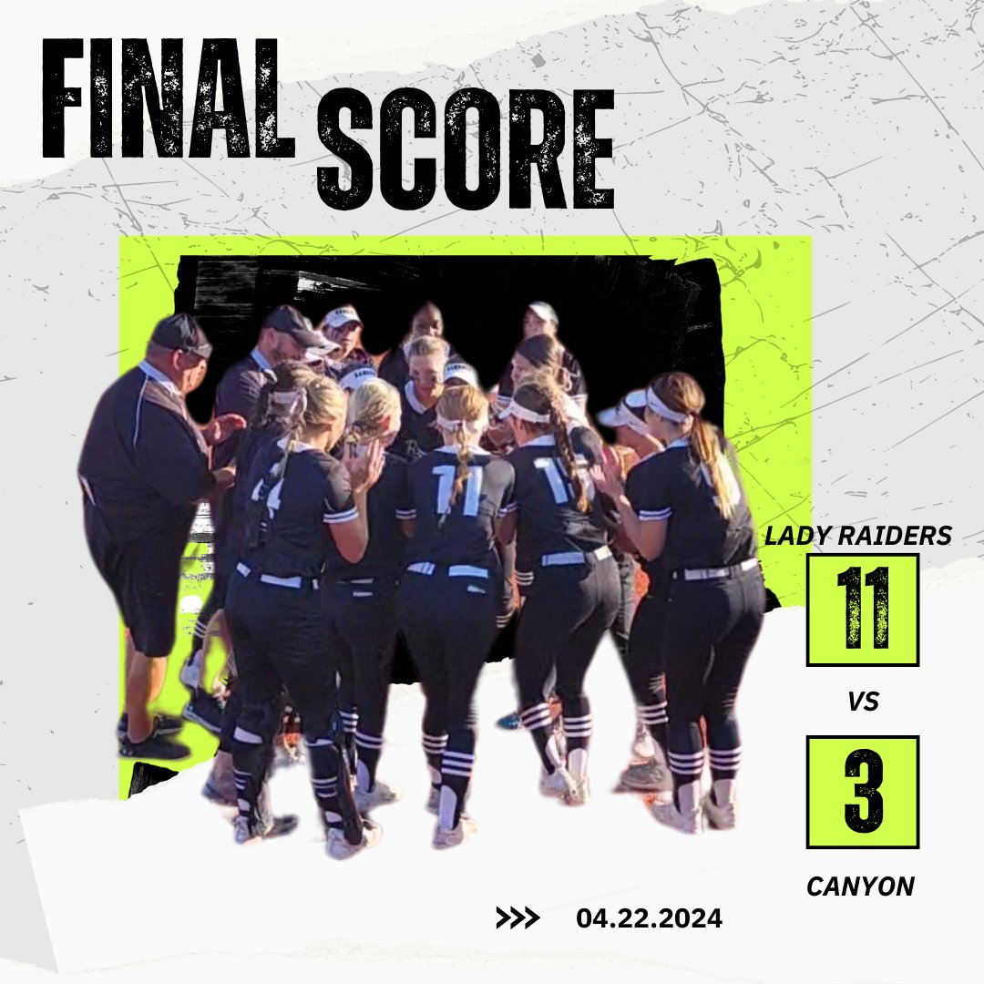 AND WE'RE PLAYOFF BOUND! Your Lady Raiders had a HUGE win against a great Canyon team tonight, winning 11-3! Way to fight ladies!!