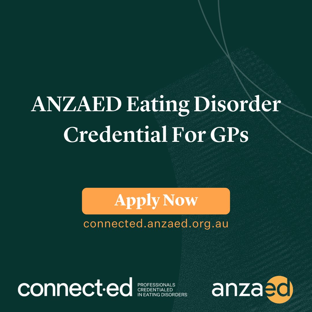 GPs can now apply for the #ANZAED Eating Disorder Credential. Gain formal recognition and connect patients with the care they need. Apply free until 30 June 2024: connected.anzaed.org.au