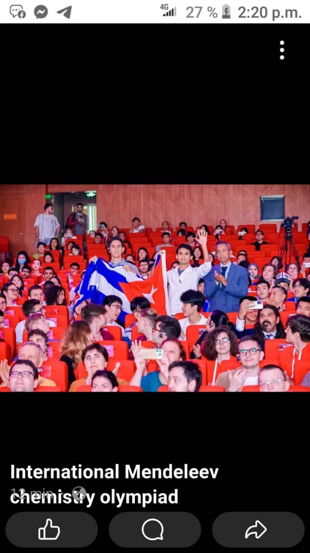 Cuba presente en Olímpica Internacional de Química, China. Felicidades al espirituano Mario Luis Pérez Brito. @AlexisLorente74 @AndreiArmasBra6 @btan0987 @CarlosG31380666 @chinea_diaz @DeivyPrezMartn1 @DiazCanelB