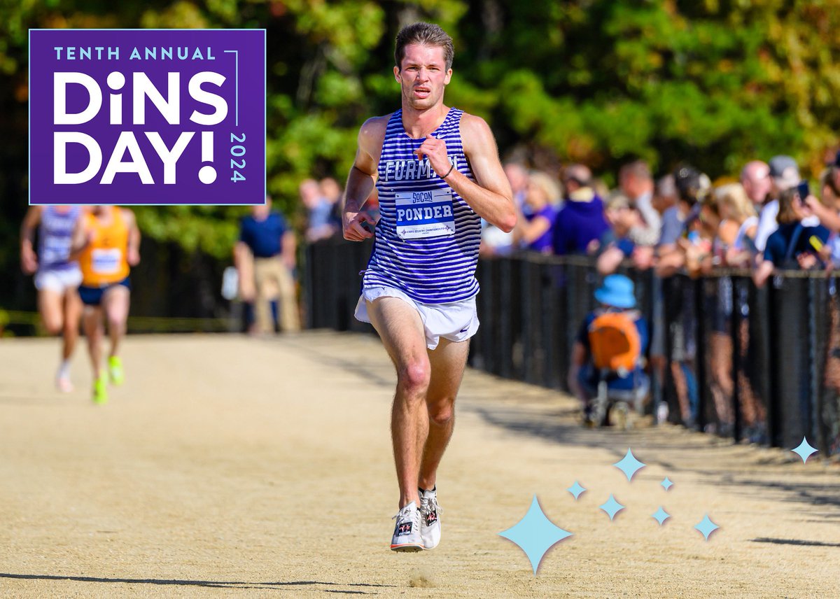 FurmanXC's tweet photo. WE WANNA WIN ‘DINS DAY! (shocker 😜)

Tomorrow! Grab 10 of your besties and DINATE (see what we did there) $11 in honor of 11 SOCON XC titles!

The goal is PARTICIPATION &amp; we need our #FurmanFamily to make it happen 🙏🏼

https://t.co/YLJF1PWPCG

*select TRACK &amp; CROSS COUNTRY https://t.co/snJKDWXsb9