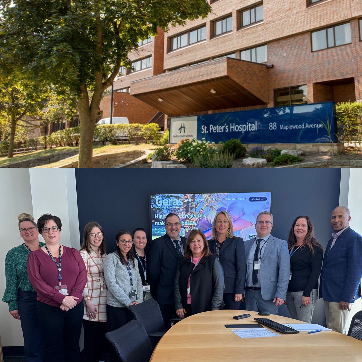 Thank you to Tracy MacArthur, President and CEO of @HamHealthSci, for taking time to visit the @GerasCentre and learn about how our research is improving the lives of older adults in our community and beyond! #HealthcareLeadership #AgingResearch ⭐️