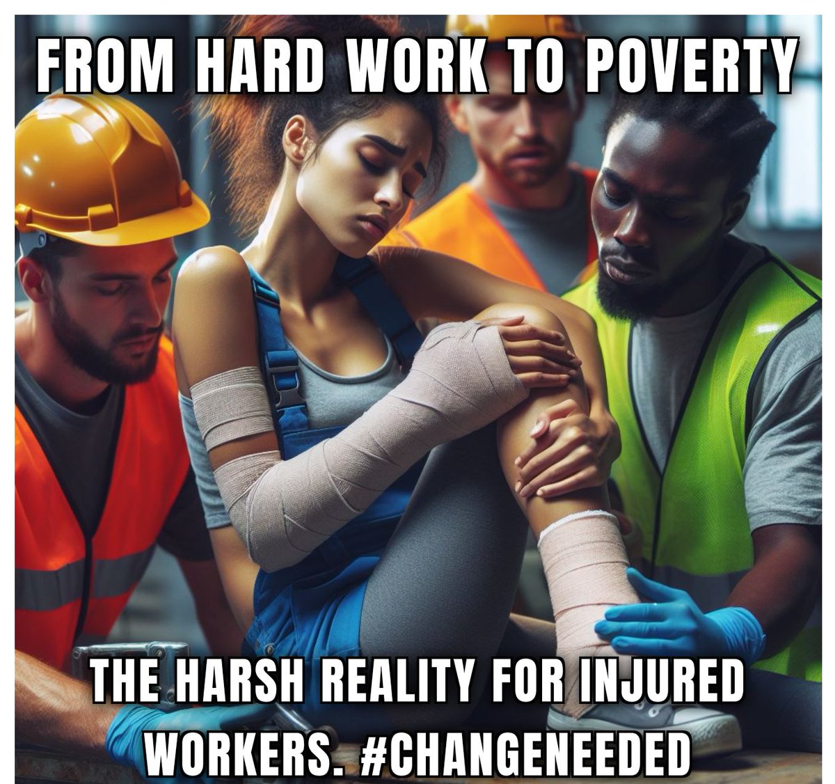 From hard work to poverty: 
the harsh reality faced by #InjuredWorkers. 
Change is desperately needed. #WorkersRights #FairTreatment #wsib #wcb
