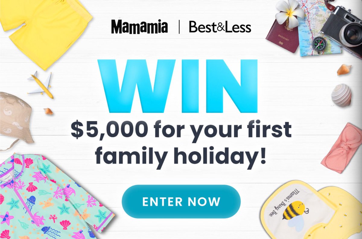 🏆 Mamamia and Best&Less Competition: Win $5,000 for your first family holiday
👉 competitionsinaustralia.com/mamamia-and-be…

#aus🇦🇺 #competition #comp #comps #australia #competitions #competitionaustralia #competitiontime