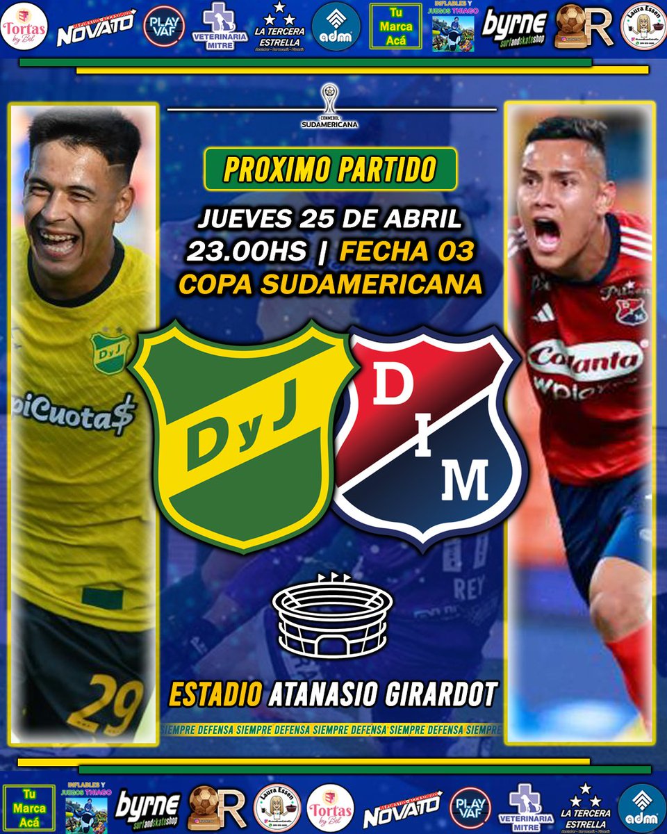 #PróximoPartido ✅

⚽️ #IndepteMedellín 🆚️ #DefensayJusticia 
🏆 #CopaSudamericana | Fecha 03
📆 Jueves 25 de abril
⏰ 23.00hs
🏟 Estadio Atanasio Girardot
🧑🏽‍⚖️ Wilton Sampaio 🇧🇷
📺 ESPN 

#VamosDefe 🔰