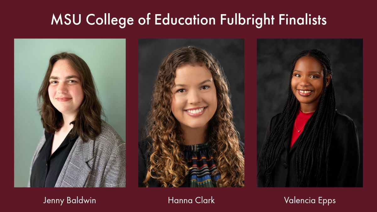 Three MSU students, all from the College of Education, are 2024 Fulbright finalists! Congratulations to Hanna Clark, a master’s student, and graduates Jenny Baldwin and Valencia Epps! We are so proud of you! 👏 Learn more about these exceptional students: buff.ly/3Ur6EBV