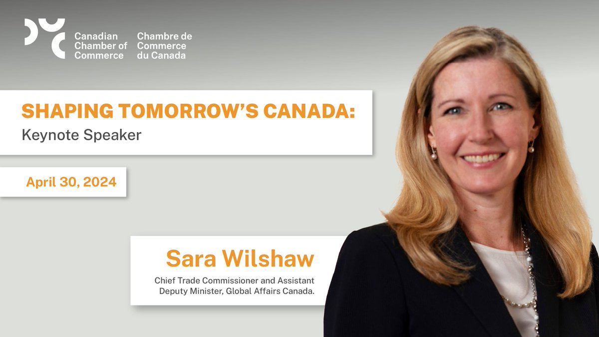 We're thrilled to announce that Chief Trade Commissioner & Assistant Deputy Minister, @GAC_Corporate, @SaraWilshaw, will be joining us as keynote speaker at our #manufacturing event on April 30! Join us to hear from a top expert in #internationaltrade ➡️ bit.ly/3VqalbL