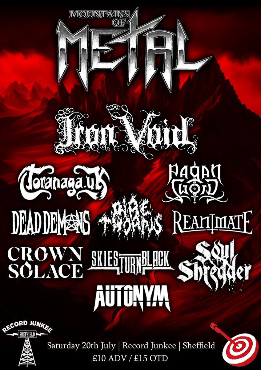 Who is up for an advance ticket or two for 'Mountains Of Metal' - £10+small booking fee? Here is the ticket link below: fatsoma.com/e/grh6rcz2/mou… @IronVoidDoom @toranagauk @paganswordband @deaddemons2020 @DireThorns @crownsolace @SkiesTurnBlack @SoulShredderUK #sheffield