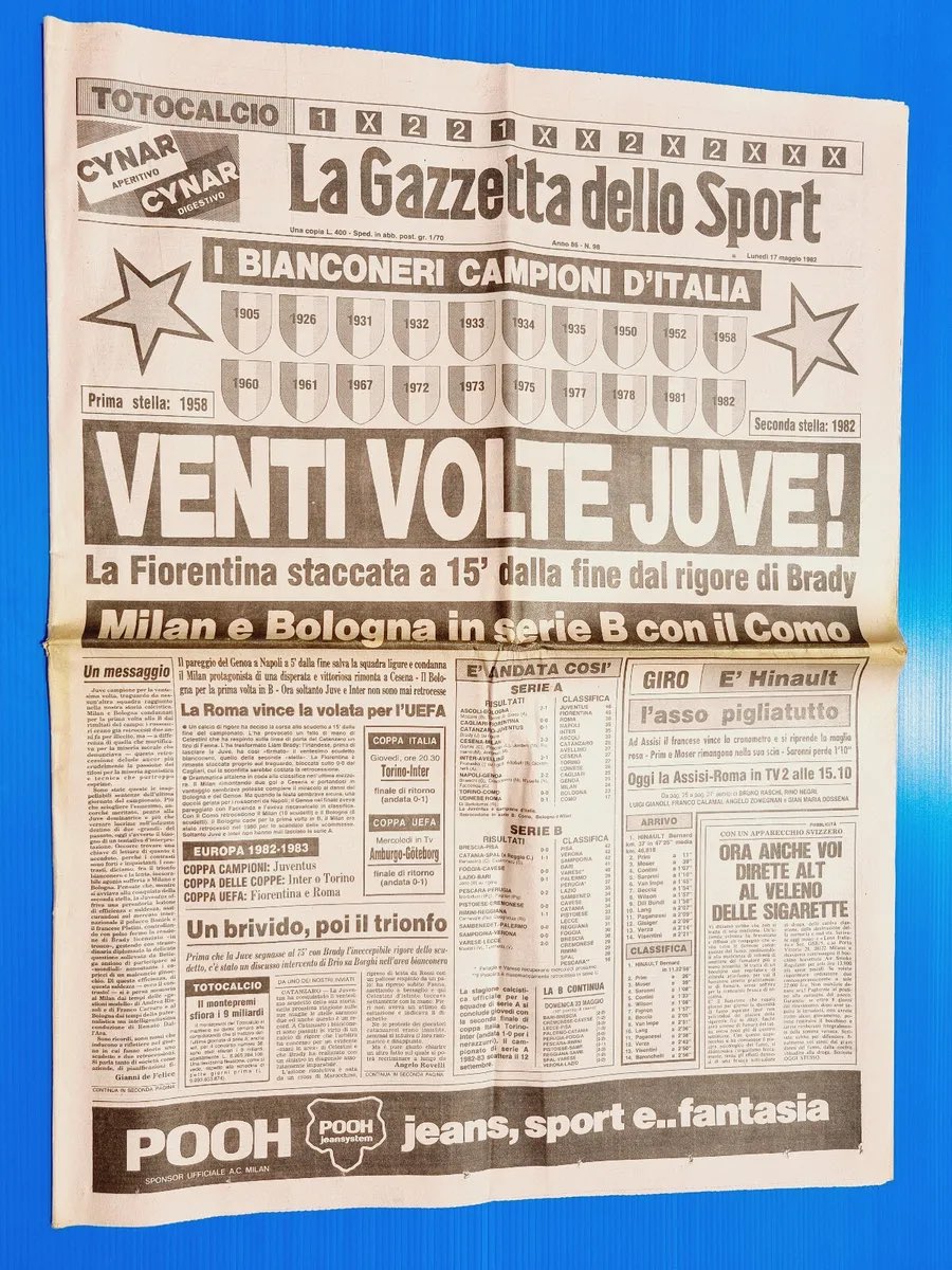 DomenicoFiore92's tweet photo. Nella stagione 1981/82 la Juventus conquistó la seconda stella.

Solo 42 anni dopo l’Inter raggiunge questo traguardo, con l’aggravante di aver vinto uno Scudetto in Tribunale.
Orgoglio interista per una stella che è e sarà sempre di cartone.

Come la loro storia.
 #MilanInter https://t.co/NUCwIR1HXs