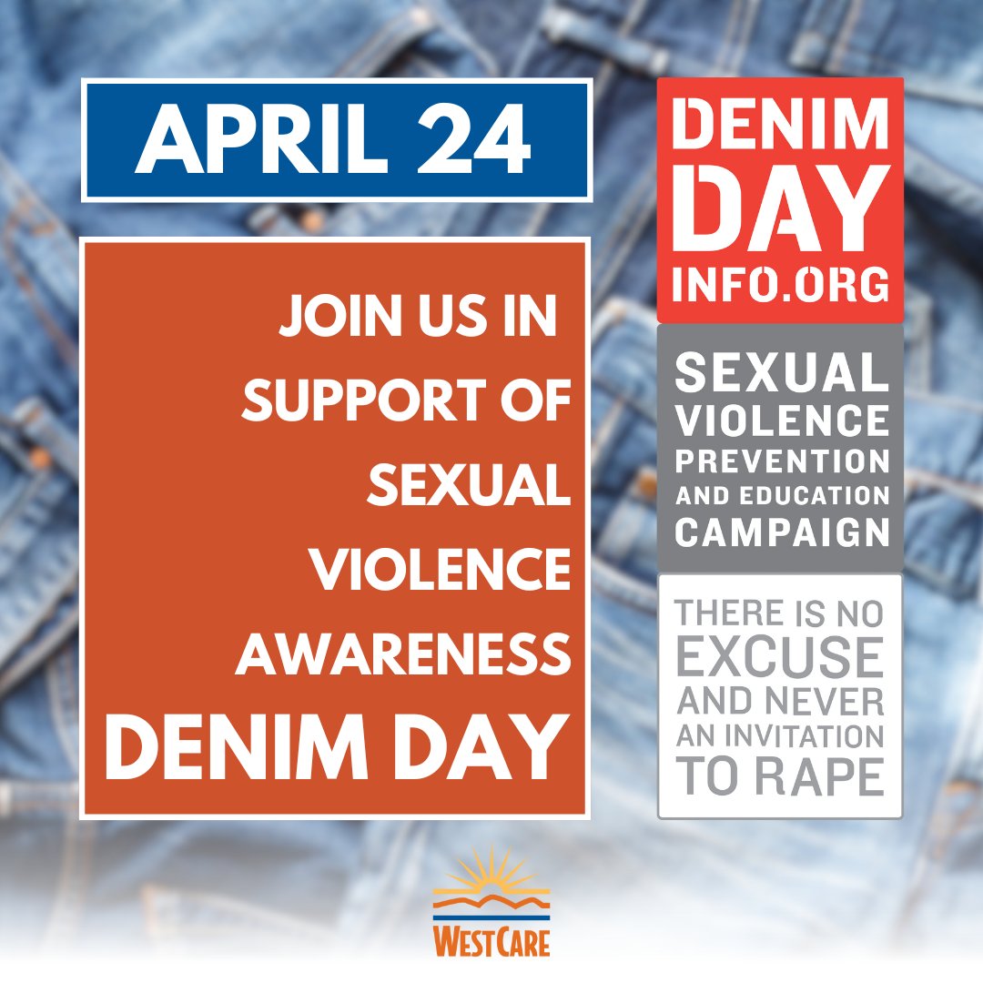 Join us for Denim Day on April 24th! It's a powerful way to support Sexual Violence Prevention and Awareness. Visit denimday.org to learn more and contribute to the cause. Let's stand with survivors together! #DenimDay #SupportSurvivors #UpliftingTheHumanSpirit