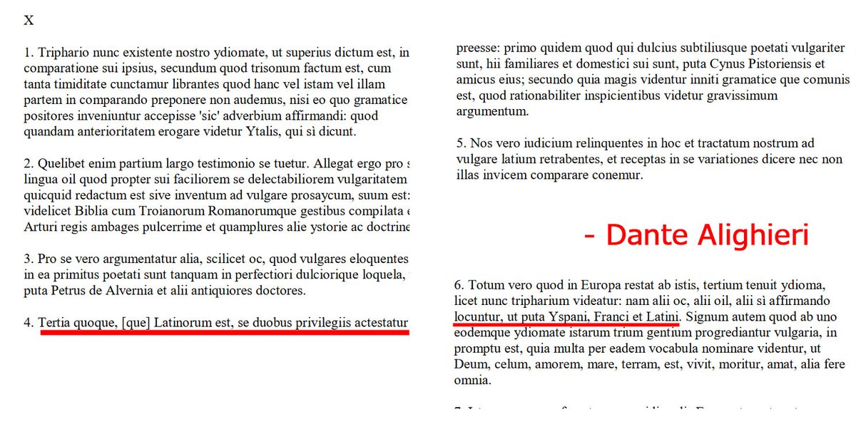 When people says Spanish is Modern Latin, but Historical facts says only Italian people are 100% Latins and Italian language is Superior to any other derivatives-latin languages. #DanteAlighieri