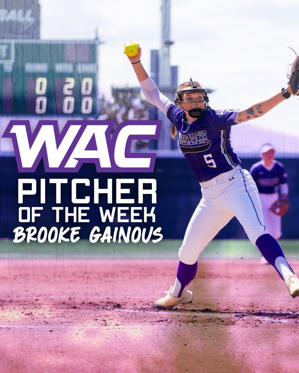 𝐓𝐡𝐞 𝐂𝐨𝐦𝐩𝐥𝐞𝐭𝐞 𝐏𝐚𝐜𝐤𝐚𝐠𝐞 🪓 @brooke_gainous has been named WAC Player of the Week! Brooke pitched a complete game against Utah Valley and only allowed three hits on 77 pitches. 📰 : bit.ly/4d7PD76 #AxeEm x #RaiseTheAxe