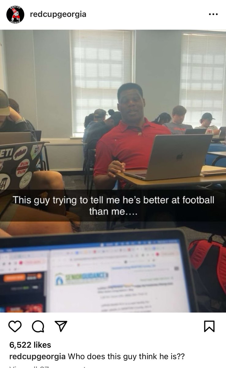 Visual evidence of Herschel Walker back at UGA, where he re-enrolled last year after he lost a U.S. Senate bid. H/t @RedcupGeorgia #gapol #gasen