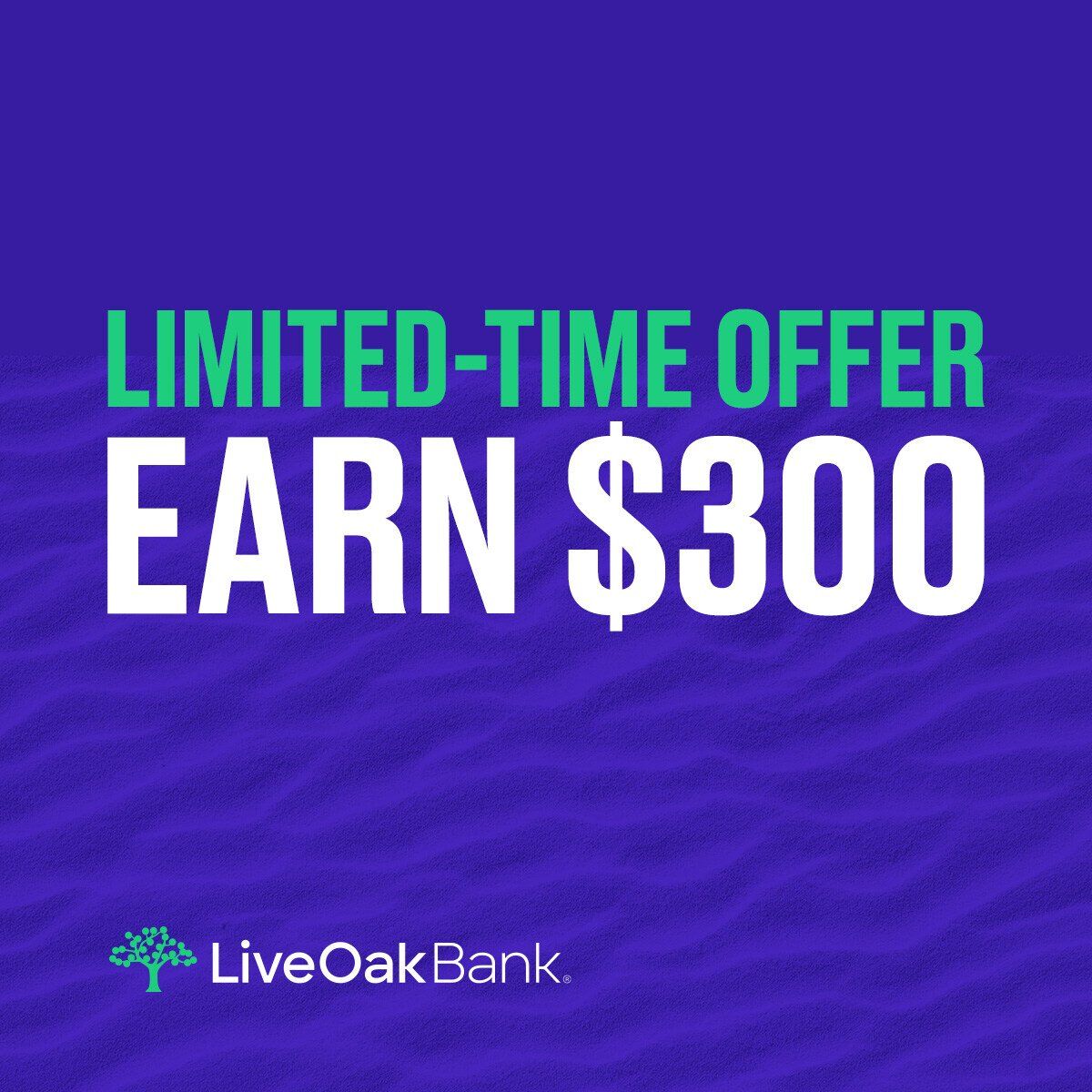 Open a Live Oak business savings account and take the qualifying steps to earn $300. Terms and conditions apply. Learn more: bit.ly/3Q7fAKc Member FDIC.