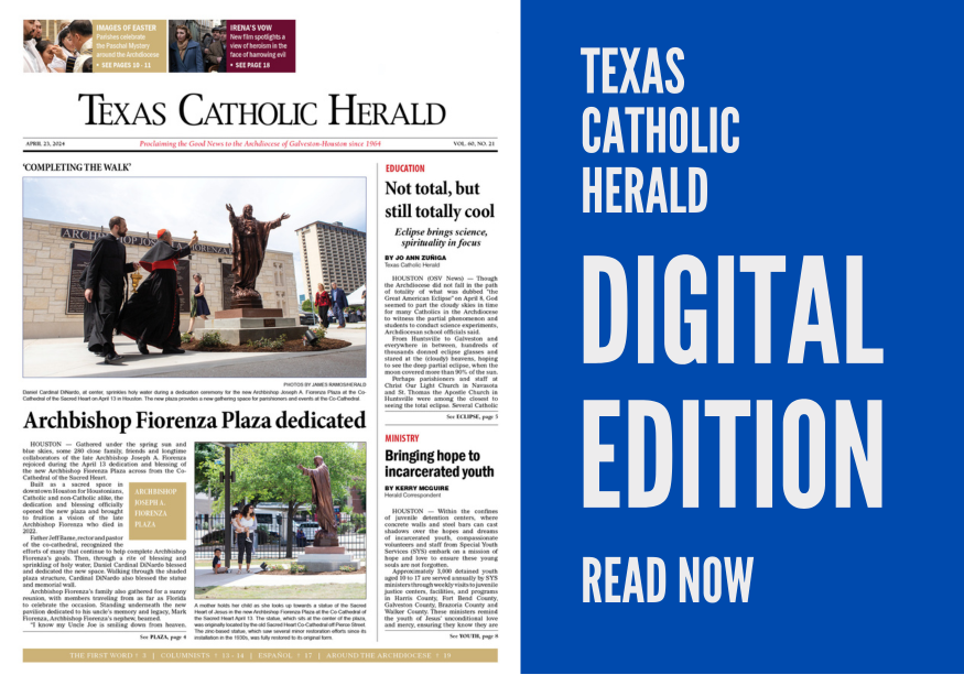 📷 The latest issue of the #TexasCatholicHerald is now online! • The new Archbishop Fiorenza Plaza was dedicated • Schools and parishes celebrate the eclipse • Getting to know Special Youth Services' mission • and more! Read now: archgh.org/digitaleditions