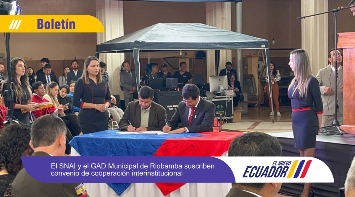 ✅#BOLETÍN | El #SNAI y @MuniRiobamba suscriben convenio de cooperación interinstitucional para ejecutar proyectos y actividades destinadas a personas privadas de libertad y adolescentes en conflicto con la ley. ➡️Nota completa: bit.ly/49LlqI1