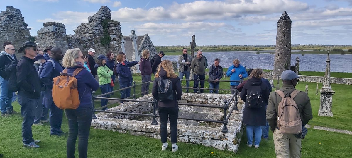 #iaia24 delegates on a technical visit at the Clocmacnoise Monastic site by the river Shannon, the longest in Ireland. #culturalheritage #impactassessment