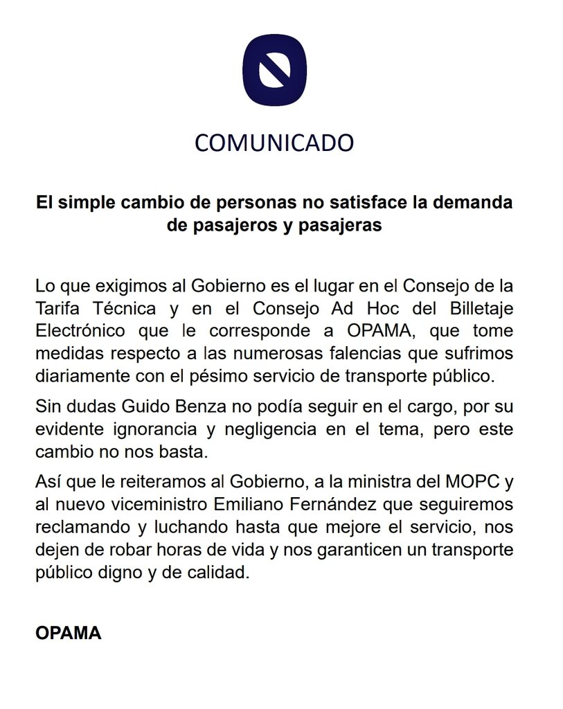opama_py's tweet photo. El cambio de personas no satisface demanda de pasajeros.

Lo que exigimos al Gobierno es el lugar en el Consejo de la Tarifa Técnica y en el Consejo del Billetaje Electrónico que nos corresponde y que tome medidas concretas respecto a falencias que sufrimos con el pésimo servicio https://t.co/mRFE38Rx1k