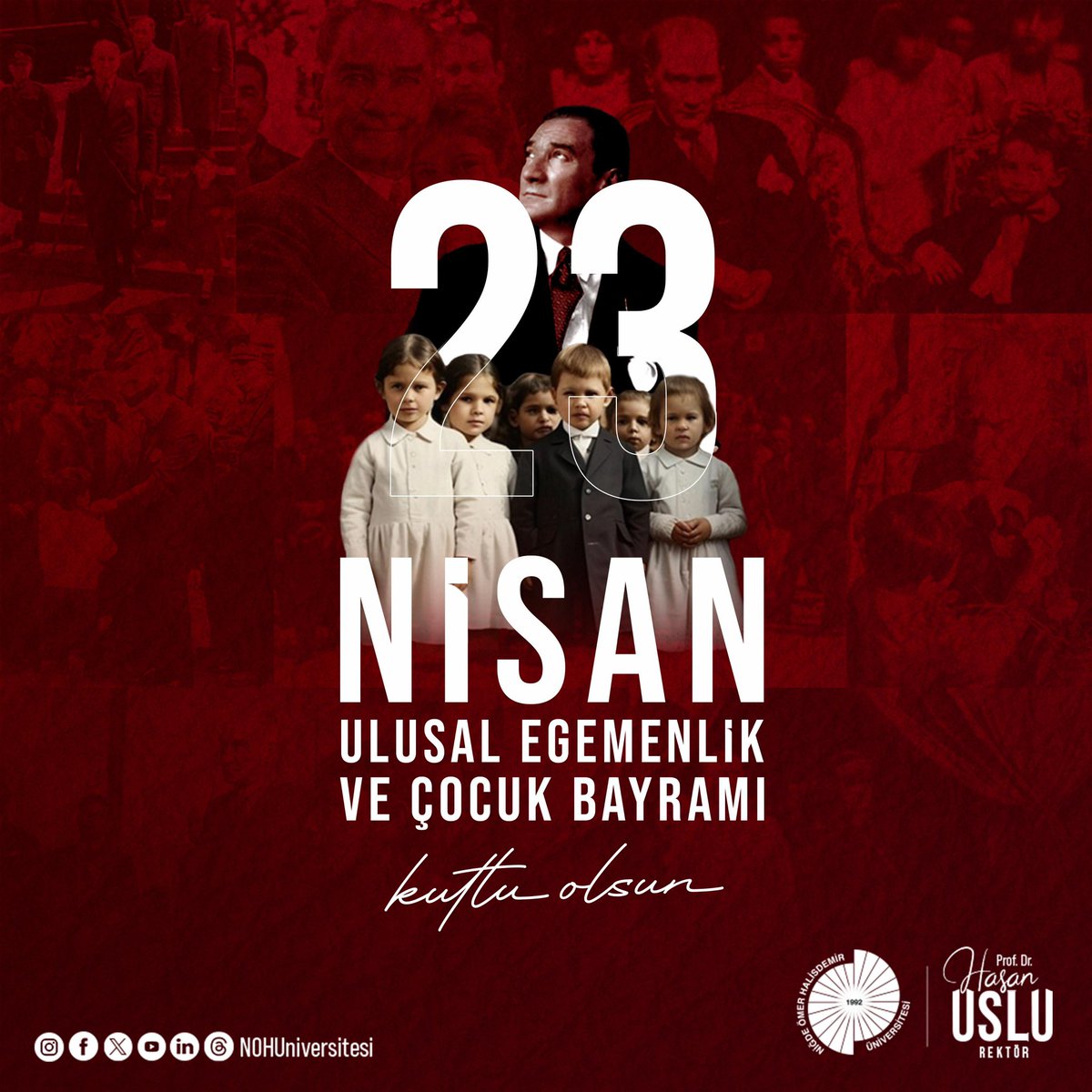 Gazi Meclisi'mizin açılışının 104. yılı ve tüm dünya çocuklarının 23 Nisan Ulusal Egemenlik ve Çocuk Bayramı kutlu olsun.🇹🇷🎊👬 @DrHasanUslu #NÖHÜ #Niğde