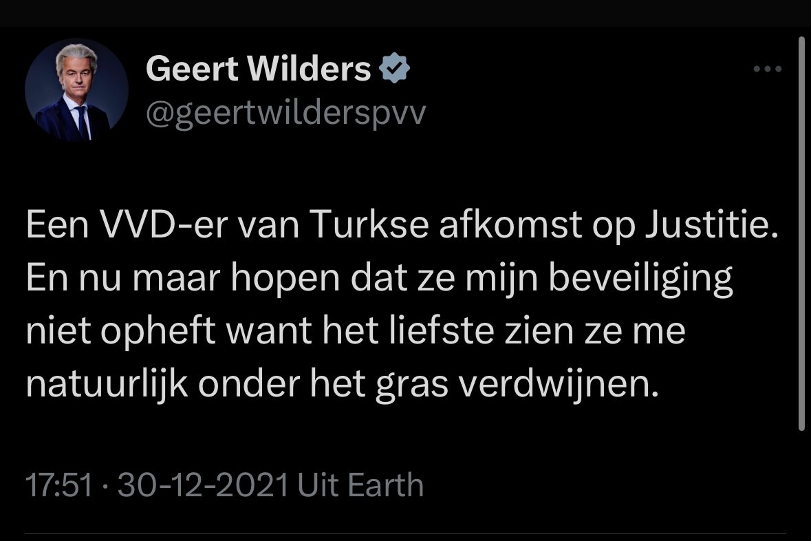 Is Geert Wilders nog steeds van mening dat onderhandelaar Dilan Yesilgöz hem het liefst onder de grond ziet liggen?