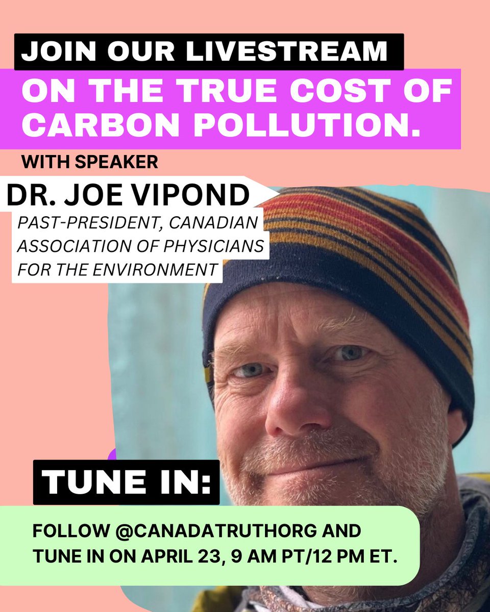 We're thrilled to welcome @jvipondmd to tomorrow's livestream on the real costs of carbon pollution! #CarbonCosts