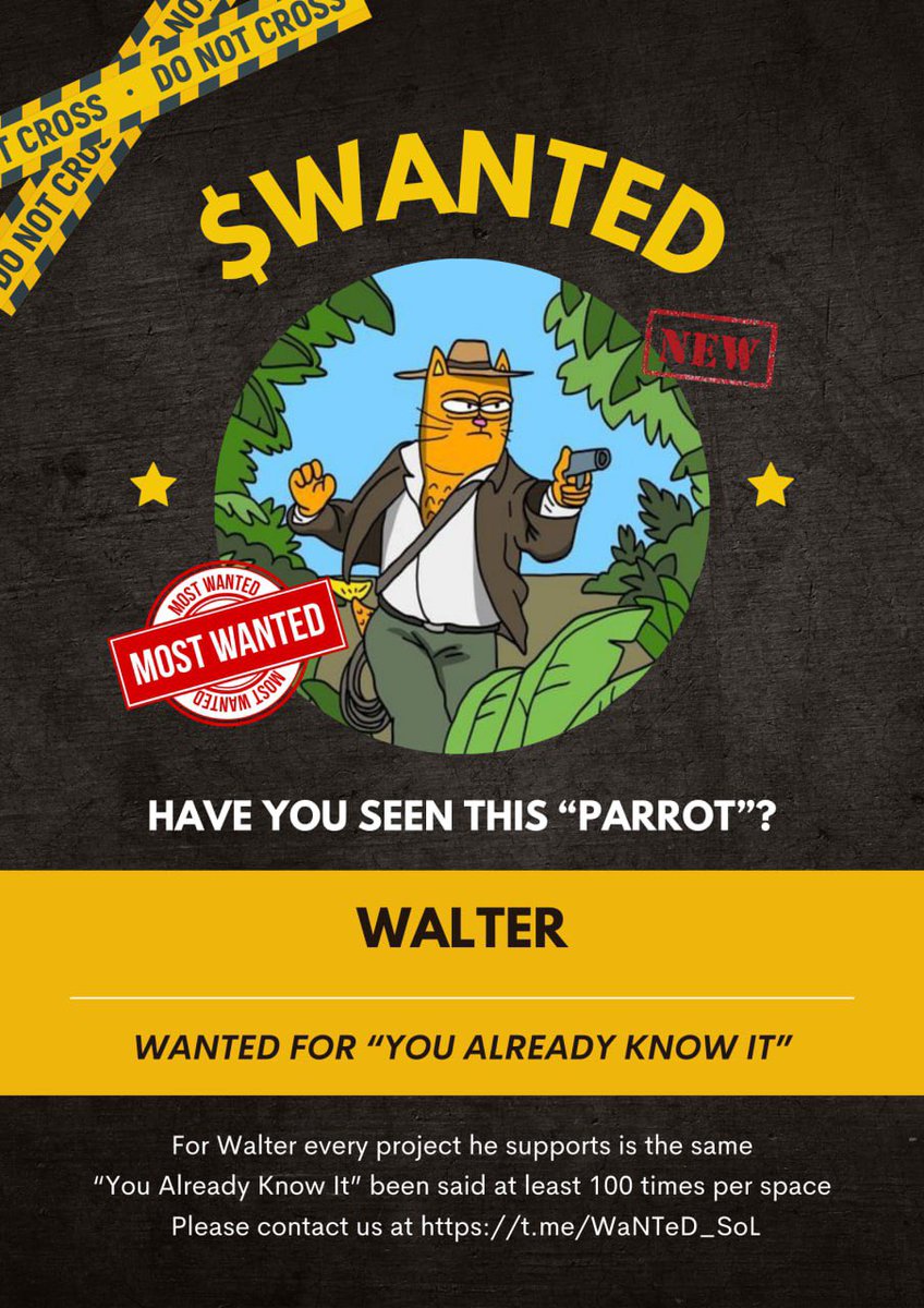 Chris_MKong's tweet photo. @WALTER_DEFI @WALTER_DEFI check out $WANTED on @solana @WaNTeD_SoL
#Wanted #Sol #CryptosMostWanted https://t.co/OZNNXT84QQ