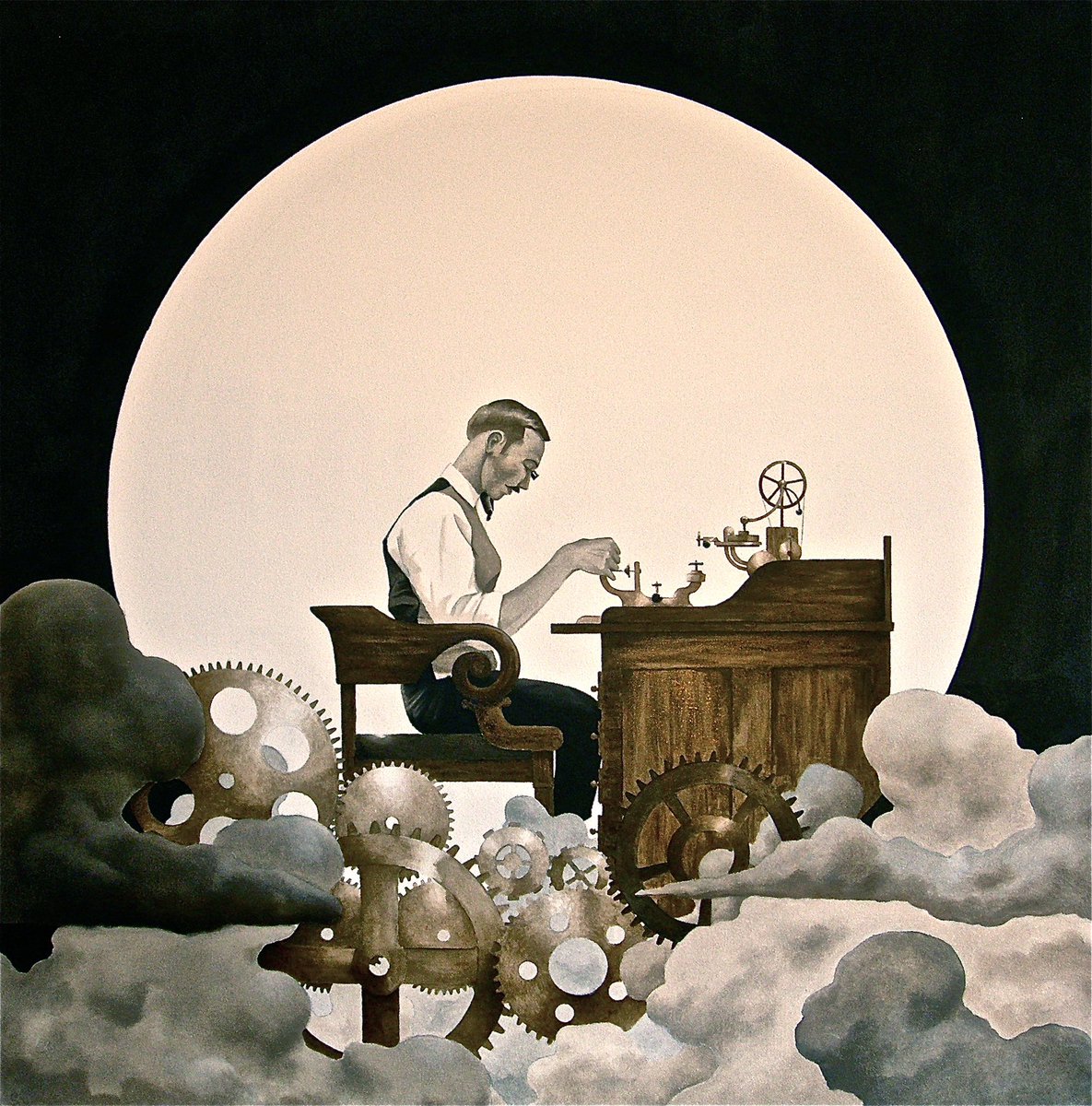 Like clockwork. 2012-2023. Oil, pencil and watercolor on wood, paper and canvas.