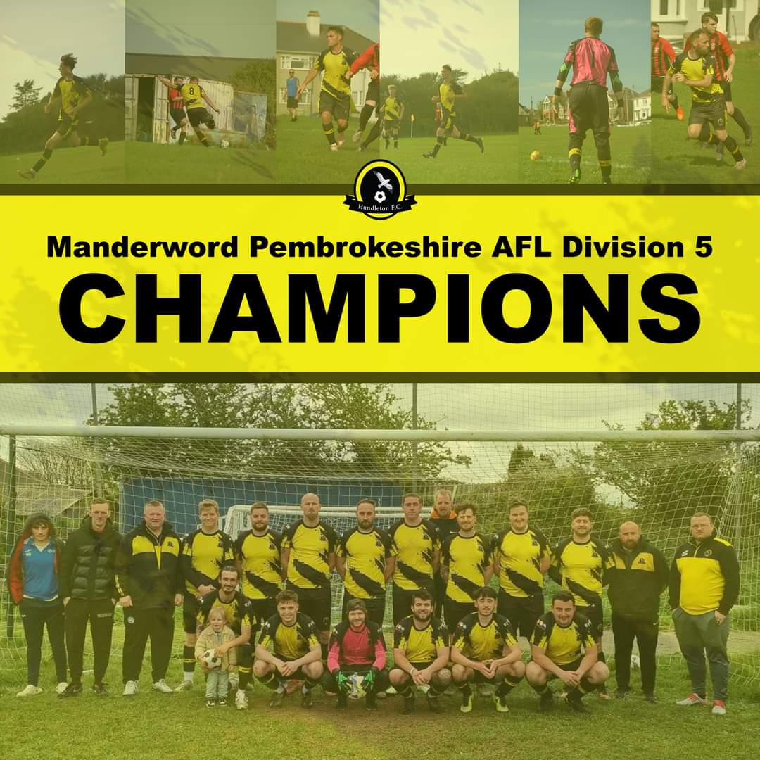 Hundleton AFC (@hundletonafc) on Twitter photo 🏆 CHAMPIONS 🏆
Division 5 complete ✅️
Up the Hundy!!!
🟡⚫️⚽️
<a href="/PembrokeshireL/">Pembrokeshire Football League</a> 🏆 CHAMPIONS 🏆
Division 5 complete ✅️
Up the Hundy!!!
🟡⚫️⚽️
<a href="/PembrokeshireL/">Pembrokeshire Football League</a>