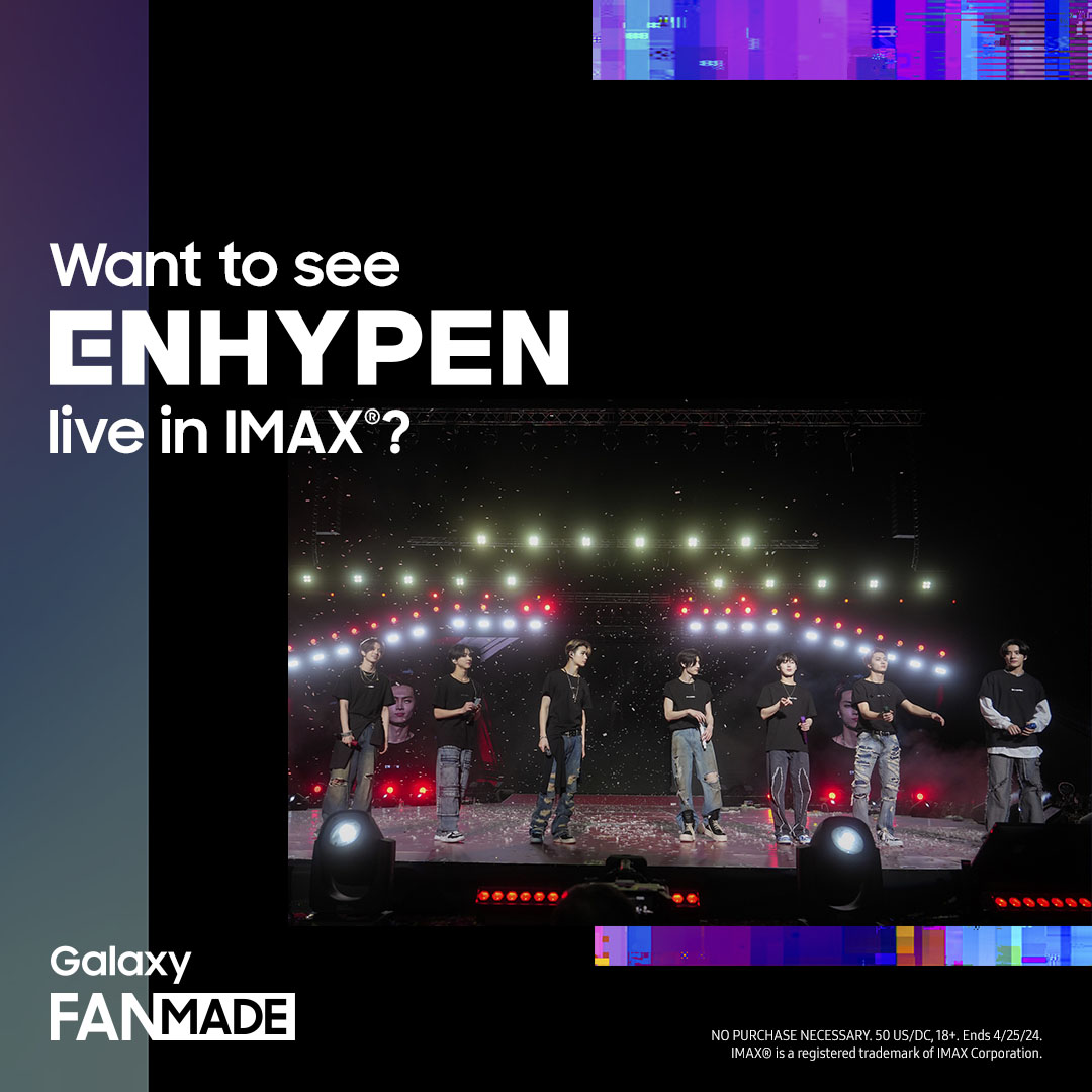 Heads up, @ENHYPEN fans! If you’re in Atlanta, Boston, Miami, San Diego or Seattle, this is your LAST CHANCE to register to win tickets to @IMAX theaters to watch ENHYPEN perform at the #GalaxyFanMade Livestream Event! Register now: fanmadeconcert.com IMAX® is a registered