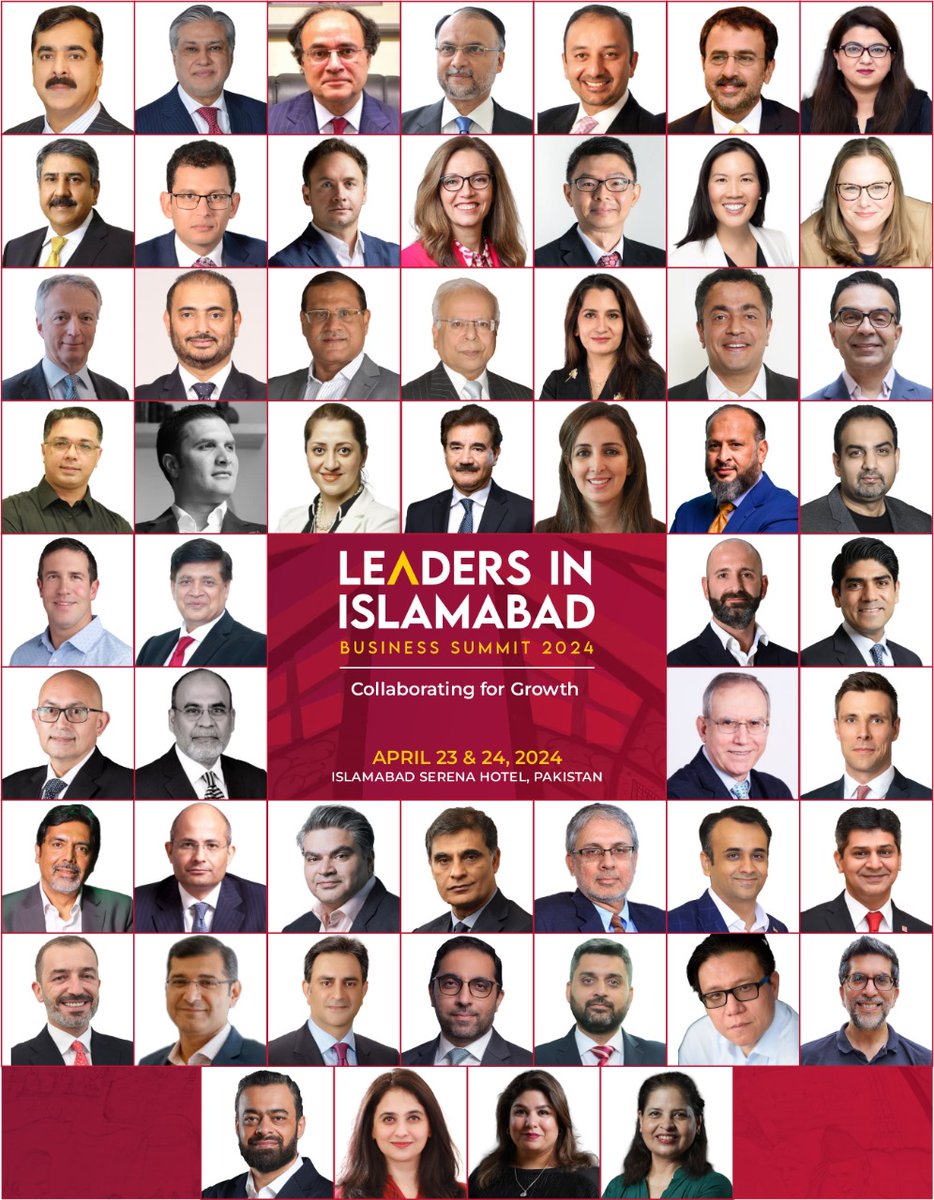 A final look at the esteemed speakers of LEADERS IN ISLAMABAD BUSINESS SUMMIT 7th Edition - #COLLABORATINGFORGROWTH! @PASHAORG @ACCA_PK 1/5