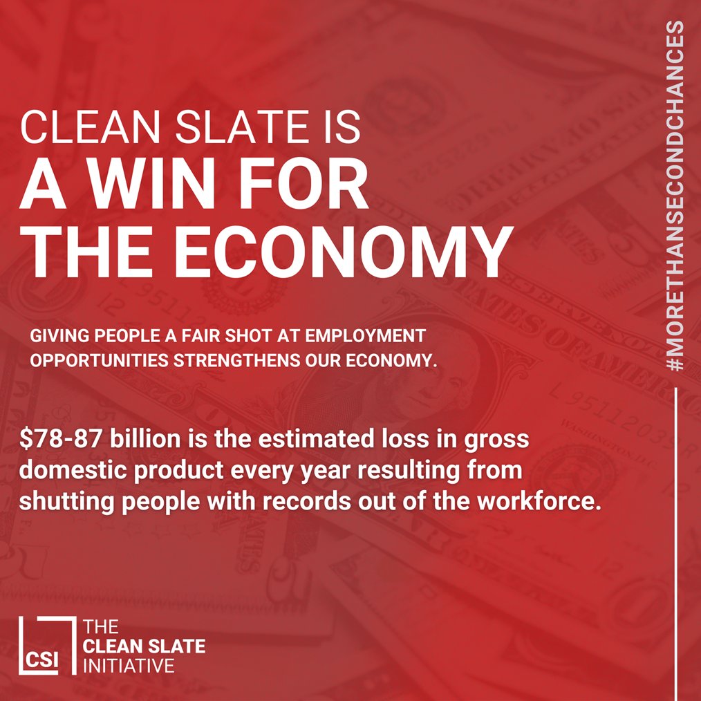 #CleanSlate policies benefit employers by expanding the applicant pool, as well as employees. It’s time to ensure that everyone has the opportunity to work and contribute to their communities. #MoreThanSecondChances