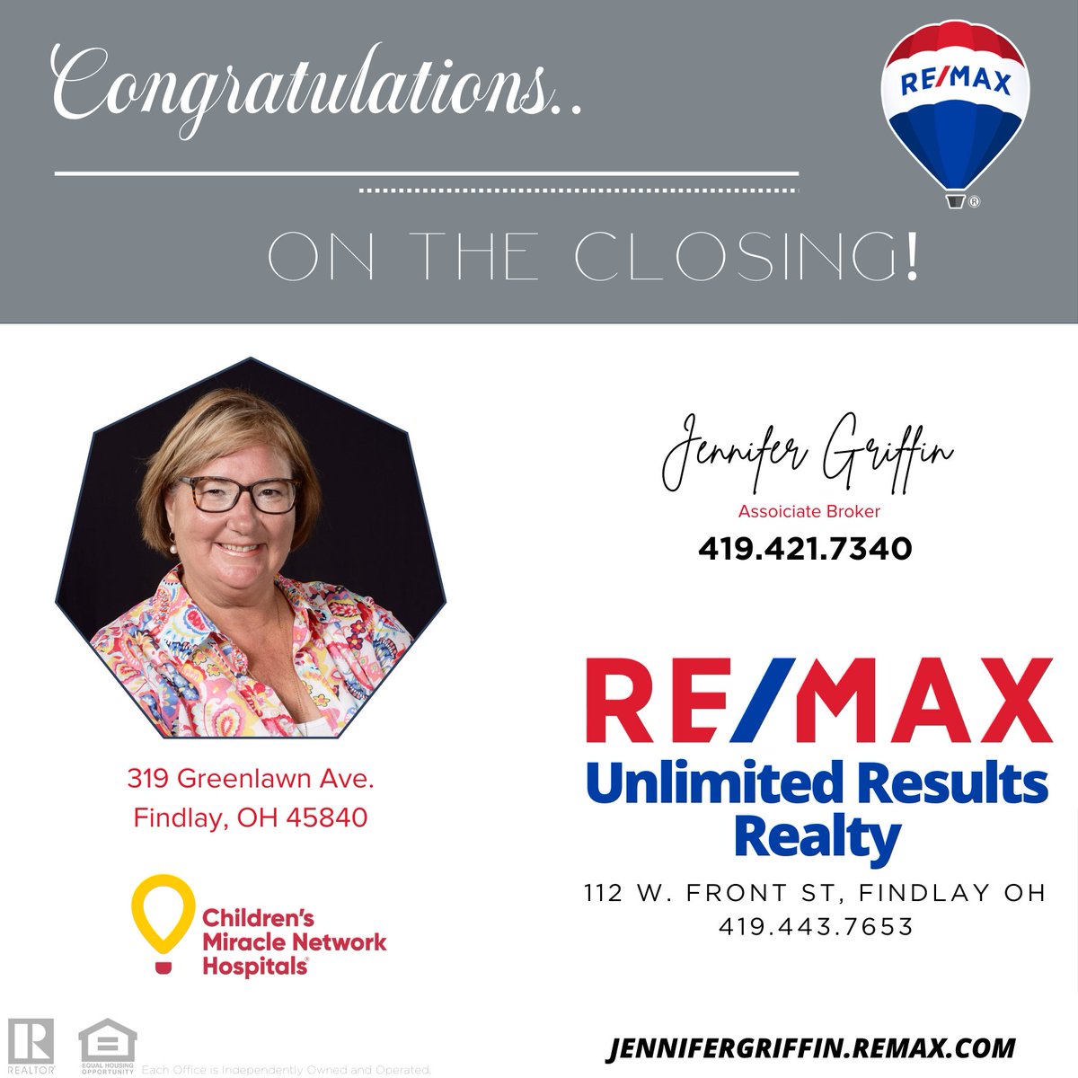 𝗖𝗼𝗻𝗴𝗿𝗮𝘁𝘂𝗹𝗮𝘁𝗶𝗼𝗻𝘀, 𝗝𝗲𝗻𝗻𝗶𝗳𝗲𝗿 on your CLOSING! 👏🎉🎊

If you are looking for an Agent to represent you, visit her website at: JenniferGriffin.Remax.com

#realestate #remax #remaxagent #CMN #northwestohio #ohiorealestate #sold #closing