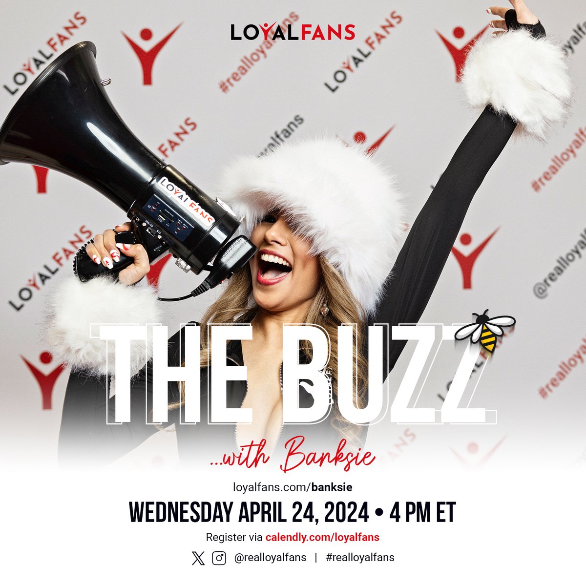 📣 BRAND NEW ON #REALLOYALFANS 📣 Come check out The Buzz with Banksie 🤩 on the 4th Wed of every month at 4pm ET - including THIS WED April 24! Event wrap-ups, interviews & so much more! Bee there 🐝 Register in advance ➡️ calendly.com/loyalfans