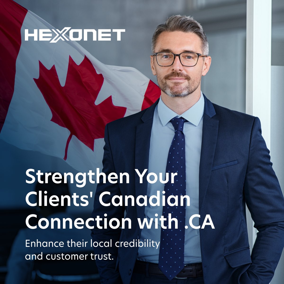 Strengthen your clients' Canadian connection with .CA! Boost their local credibility and trust with a domain that proudly represents Canadian values. Equip them with .CA today. #CanadianBusiness #CADomain #LocalTrust