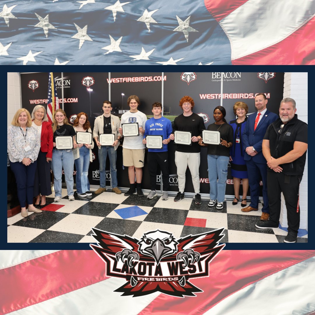 What an honor to celebrate today the brave young men and women whose post-graduation plans include serving our U.S. Military 🇺🇸 🇺🇸 🇺🇸 Congratulations to our future military leaders from @firebirdtweets! #WEareLakota #4Es #enlistment