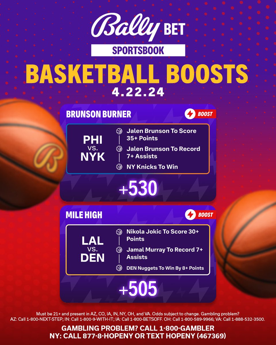 The NBA playoffs are in full swing and so are our boosts 😎 Download the Bally Bet Sportsbook app now: bit.ly/ballybet