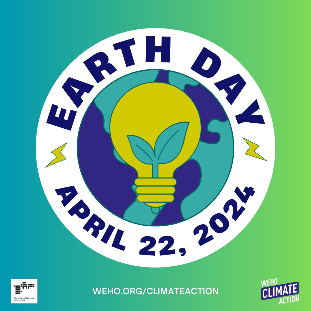 Happy Earth Day! 🌎 💙 🌍 💚 🌏 The City of West Hollywood is dedicated to sustainability and preserving the environment. 🌱 🌊 To explore our Climate Action Dashboard, which tracks the City's progress in achieving sustainability milestones, click here: go.weho.org/4b7En8O