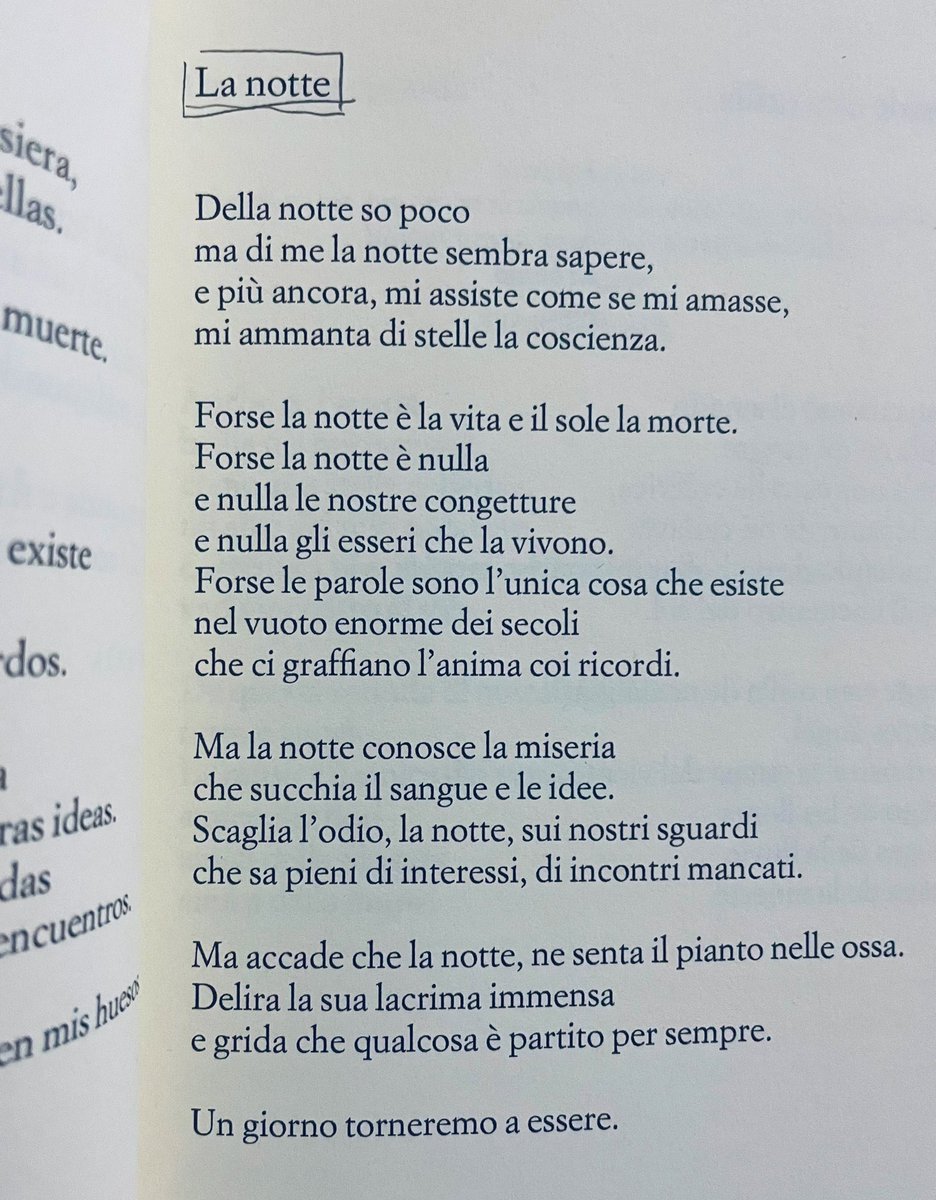 “Della notte so poco / ma di me la notte sembra sapere”. [Alejandra Pizarnik]