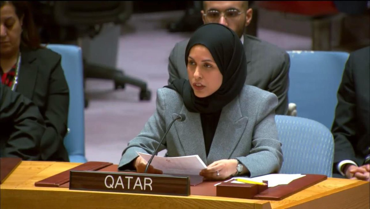 القيت بيان دولة قطر أمــــام اجتماع المناقشة المفتوحة الفصلية لمجلس الأمن حول الحالة في الشرق الأوسط بما فيها القضية الفلسطينية. @MofaQatar_AR البيان الكامل: bit.ly/3QbHhRV
