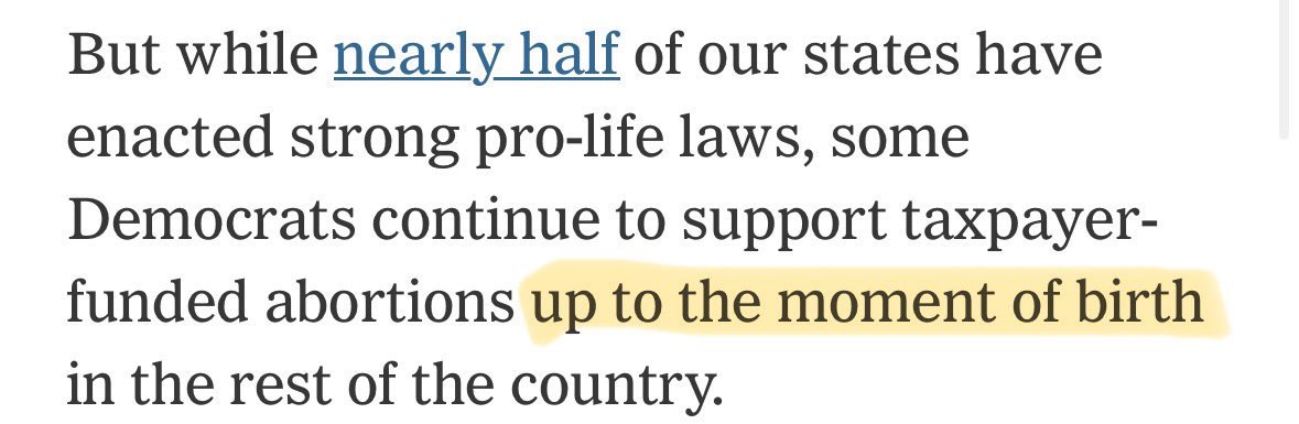 How dare the @nytimes @NYTimesOpEd post this complete inflammatory lie!? These is no such thing as abortion up to the “moment of birth.” Journalistic malpractice. Not to mention other misleading info. Gross.