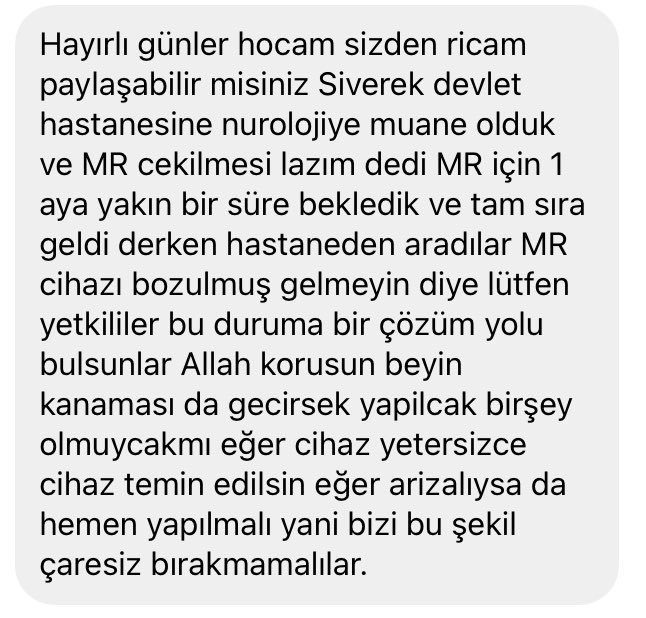 #sizdengelenler - #Siverek Devlet Hastanesi’nde MR cihazı arızalandı

Siverek Devlet Hastanesi yetkilileri, MR cihazının arızalı olduğunu bildirdiklerini ve arızayla ilgili gereken parçanın sipariş edildiğini bildirdi.