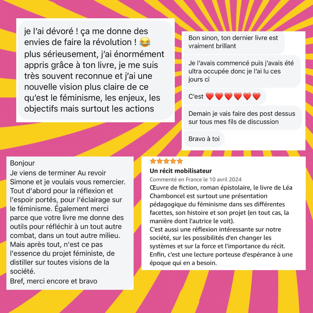 Voilà 2 mois que Simone, Monica et les autres ont rejoint votre monde. 2 mois qu’elles suscitent des réactions incroyablement positives, qu’elles provoquent des discussions et des débats et, le plus important à mes yeux, qu’elles redonnent de l’espoir à certain•es ! MERCI 🥹