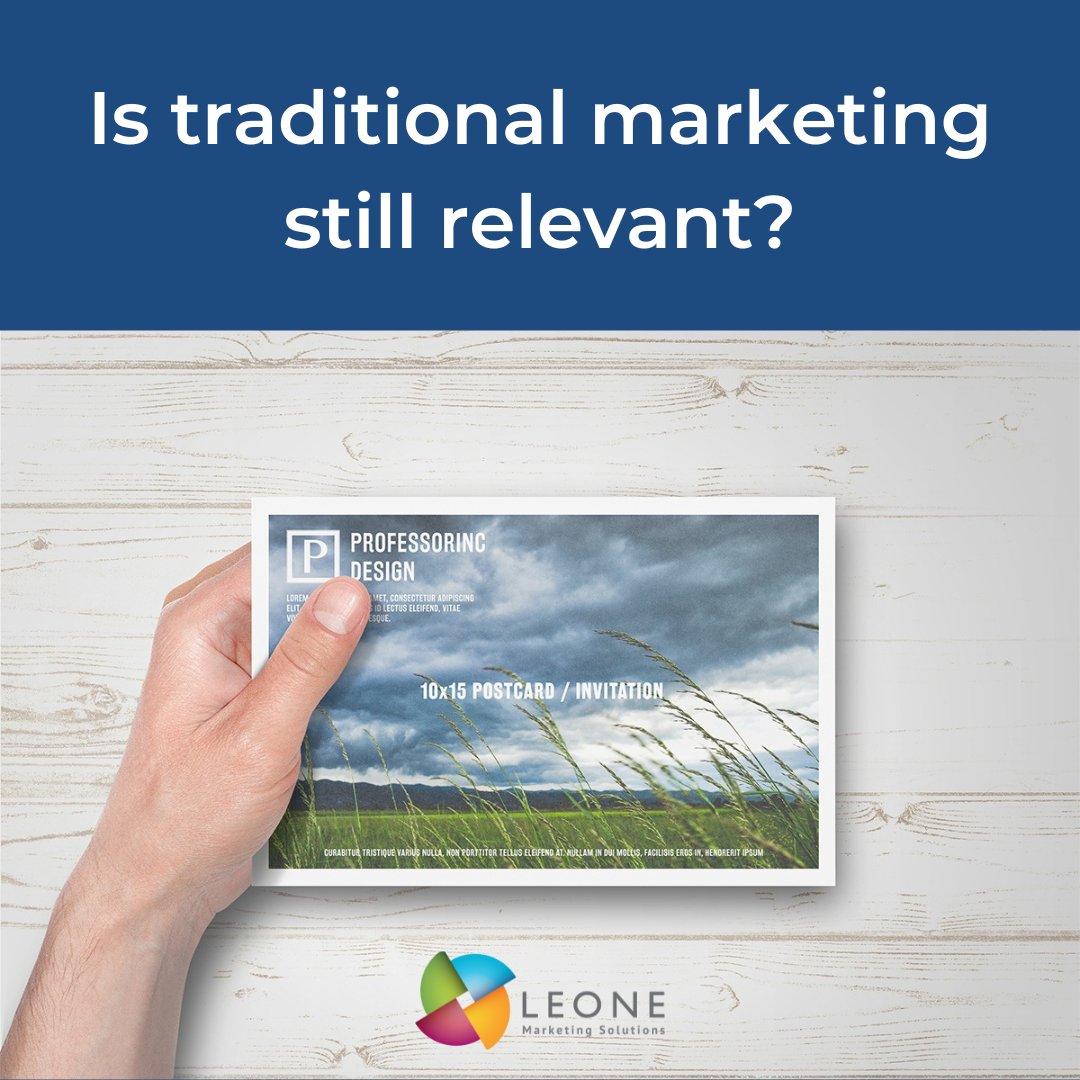 Yes, traditional marketing remains relevant even in the digital age.

Traditional marketing channels often reach audiences less saturated with competitive digital content, enhancing visibility. 

#leonemarketingsolutions #leonemarketing #promotionalitems #customapparel #fooditems