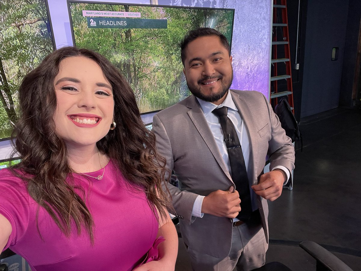 Looks who’s in this week with me!! Chris is off this week so @cesar_wx is joining me on the evening show:) tune in if you like nice weather & fun people #wmar #mdwx #evenings