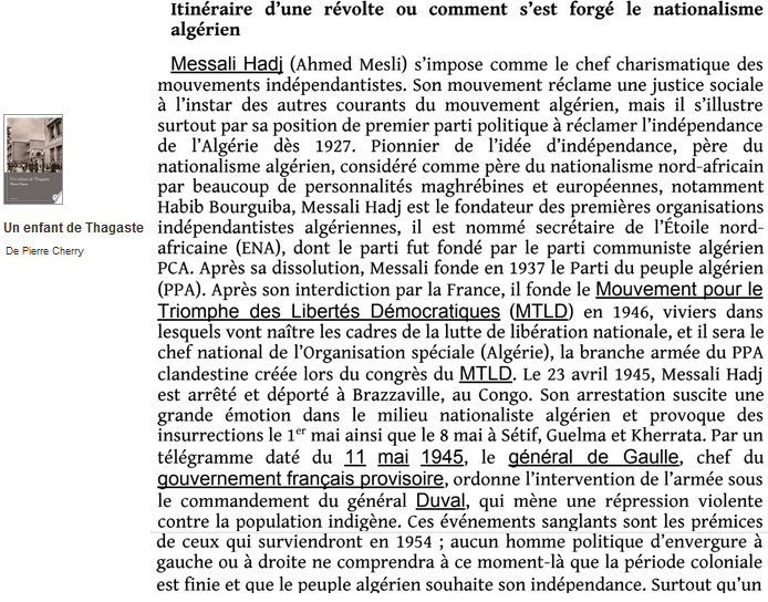 23 avril 1945 : le gouvernement De Gaulle arrête et déporte Messali Hadj à Brazzaville. Il était le chef du seul parti indépendantiste algérien, le PPA (Parti du peuple algérien), interdit depuis 1939.
