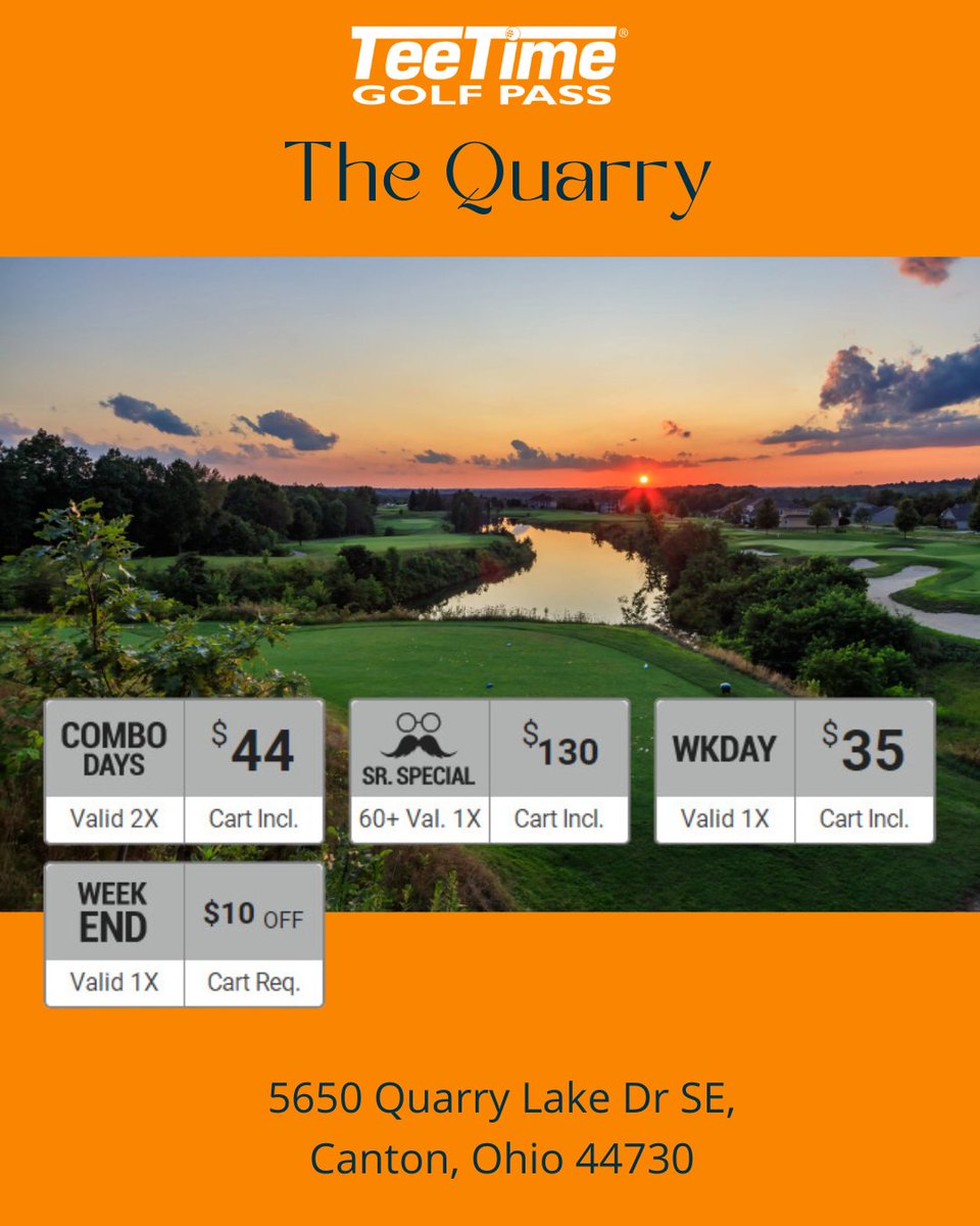 Hey Ohio Golfers! Have you tee'd off at The Quarry?  It was rated #1 in Ohio by golfclevelandohio.com! Check out the deals of The Quarry and so much more courses at teetimegolfpass.com/courses/oh/can… 

#Golf #GolfDeals #GolfSavings #SwingIntoSavings #golf #golflife #golfaddict