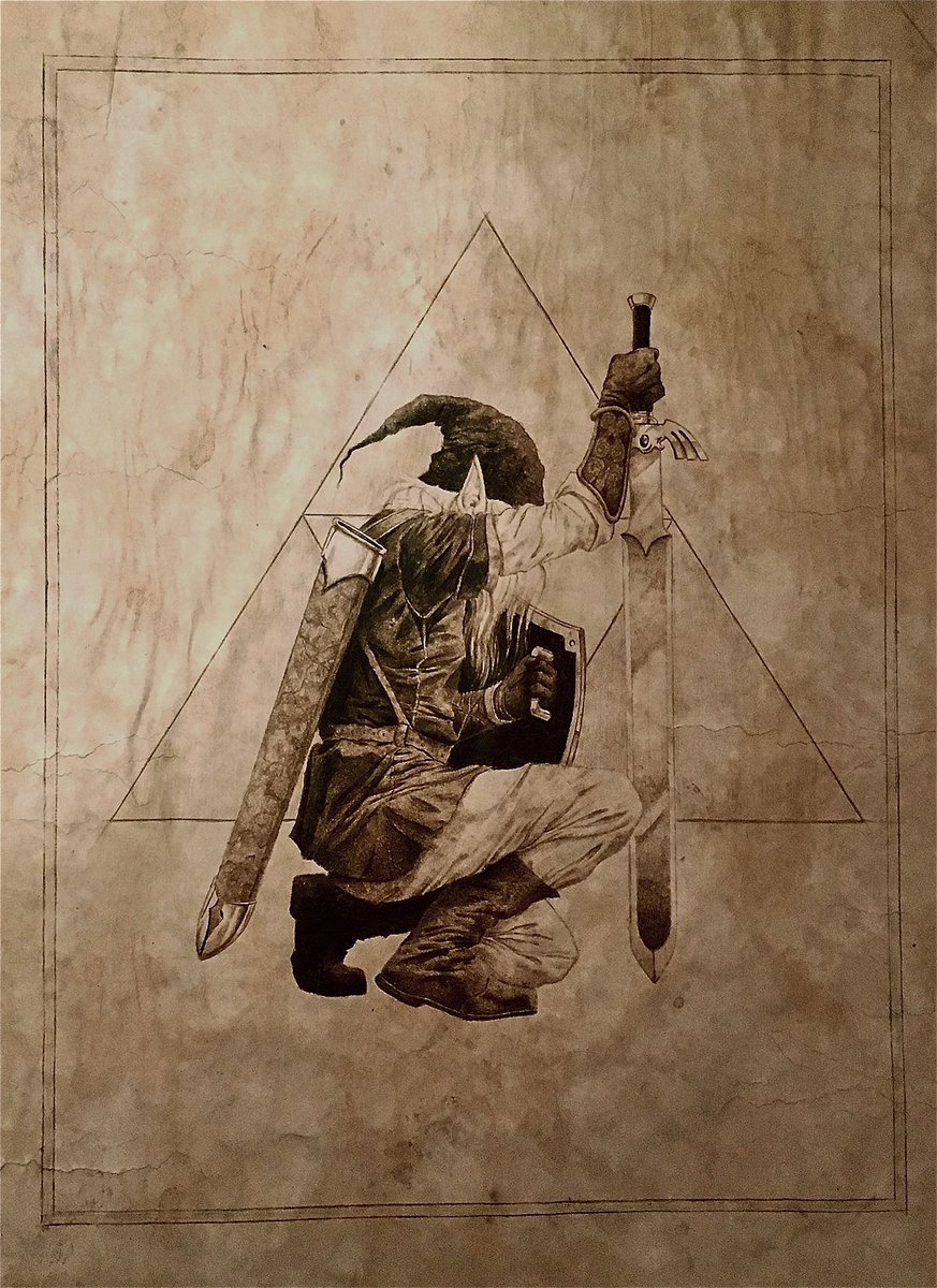 Link. 2014. Pencil on tea-stained parchment. 11”x14”.
