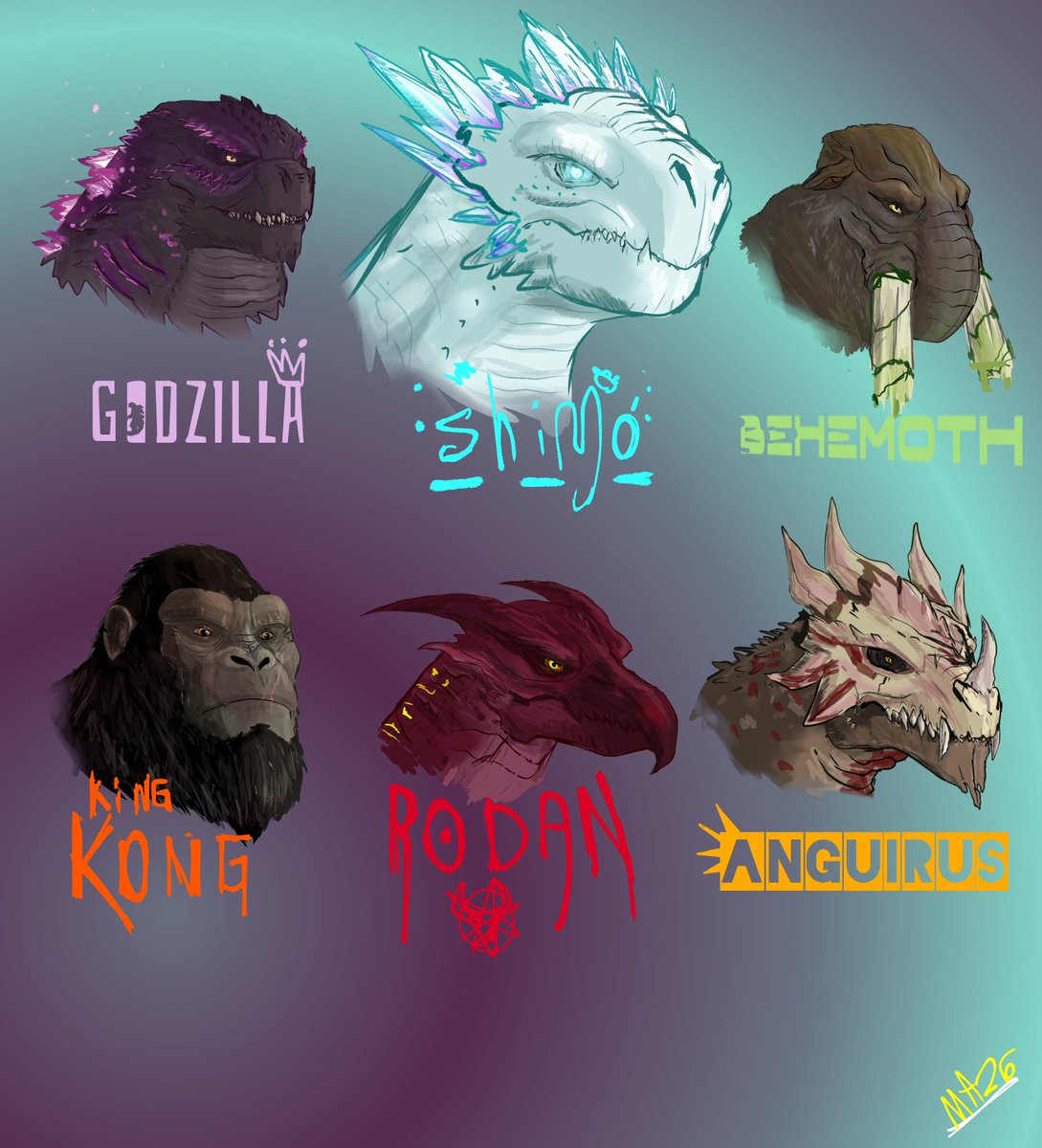 maxeralfa's tweet photo. The Main Titan cast for my GxK sequel AU
I still haven't decided on a name that matches the story
*Cof cof,a future threat hunting our main monster,a forgotten legend*
So at the moment i'll call it
Godzilla x Kong:Reign of new gods https://t.co/CYl6LK0hgs