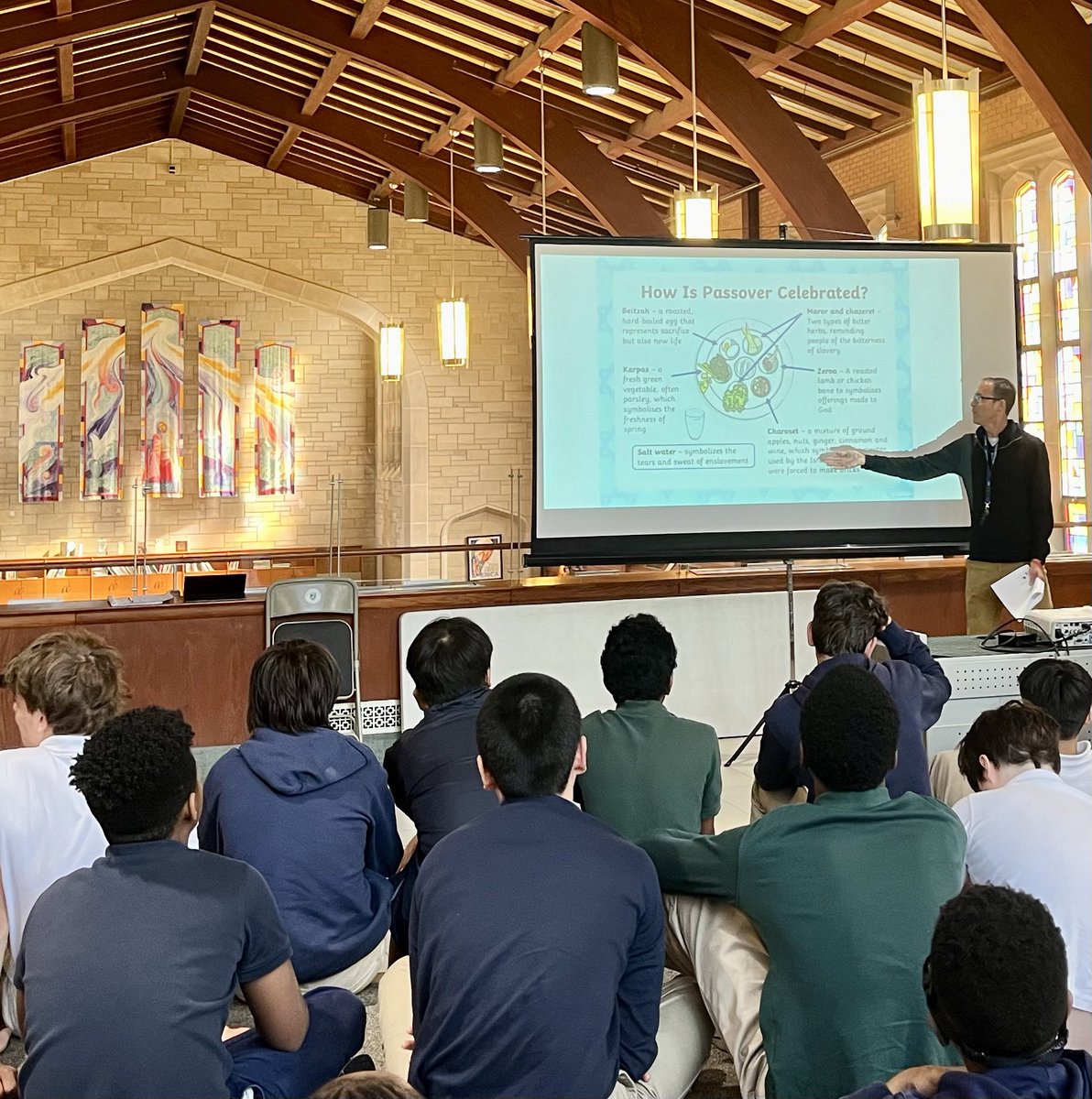 Thank you to Mr. Sadowsky for sharing the traditions of #Passover with our Middle School today @PrincetonAcadSH - Wishing a joyous, peaceful, and blessed Passover to all who are celebrating.